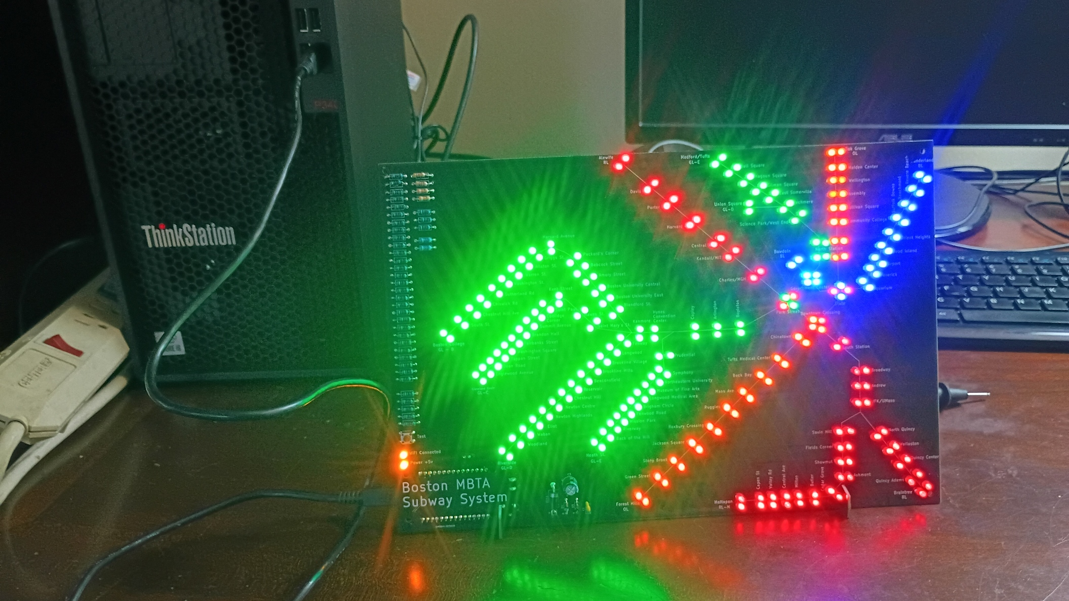 All station LEDs illuminated during the board test